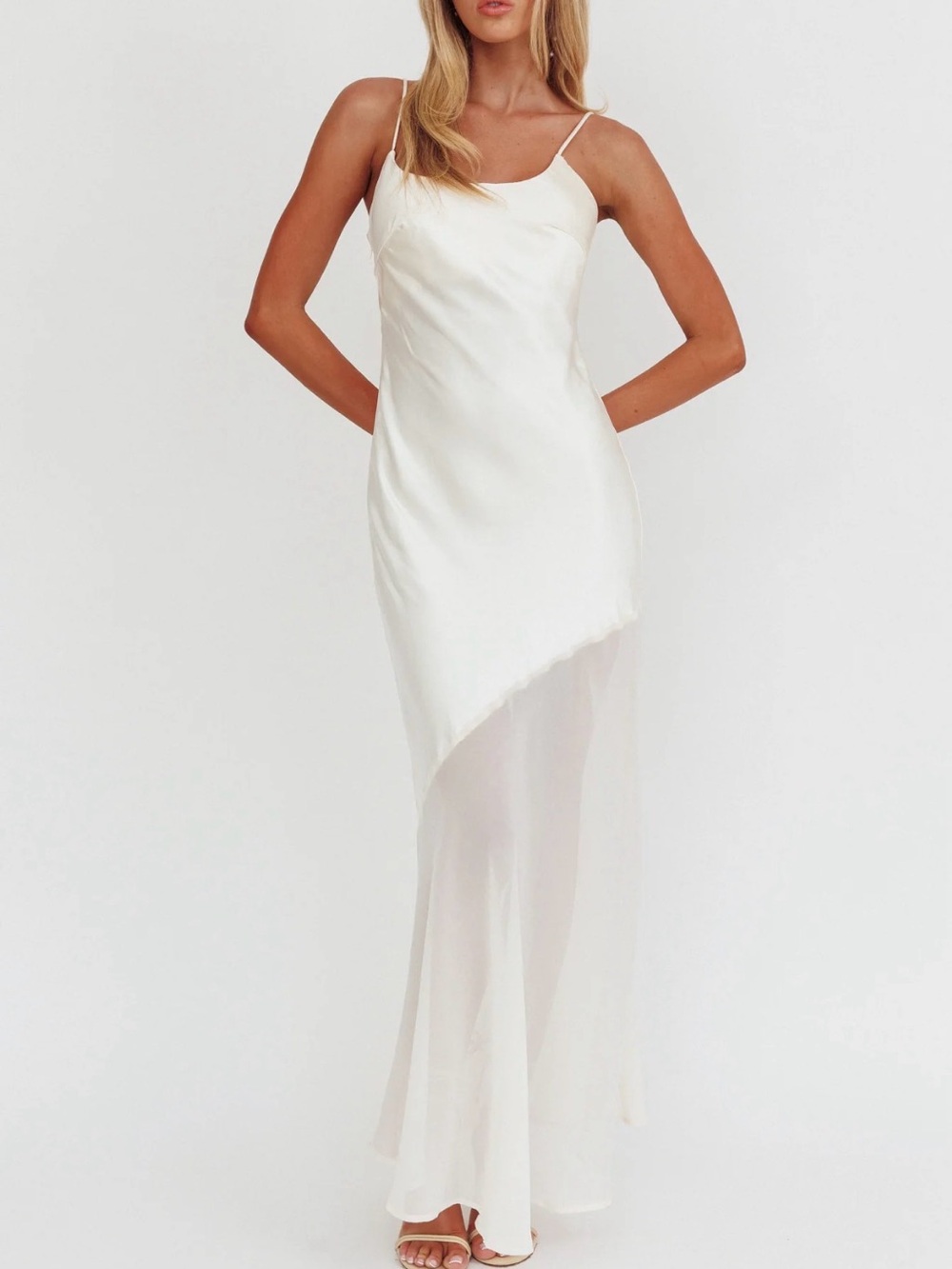 Elegant Ivory Asymmetrical Slip Dress